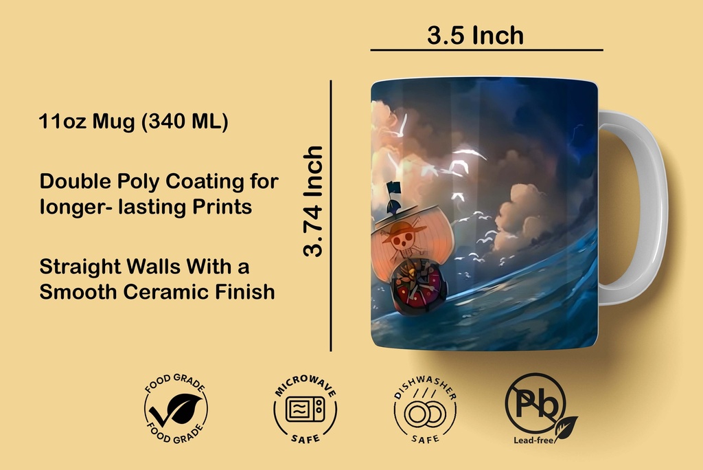 One Piece Boat Printed Coffee Mug 340Ml (MG-054) 
