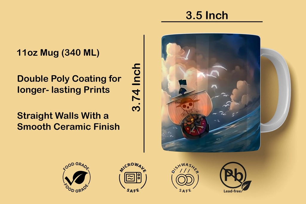 One Piece Boat Printed Coffee Mug 340Ml (MG-052) 