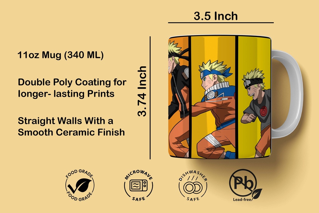 Naruto Growing Up By Titan Printed Coffee Mug 340Ml (MG-047) 