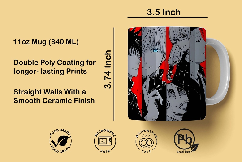 Jujutsu Kaisen Mix Characters Printed Coffee Mug 340Ml (MG-043) 
