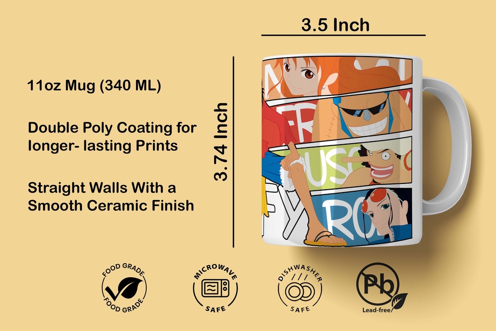 One Piece Luffy Printed Coffee Mug 340Ml (MG-075) 