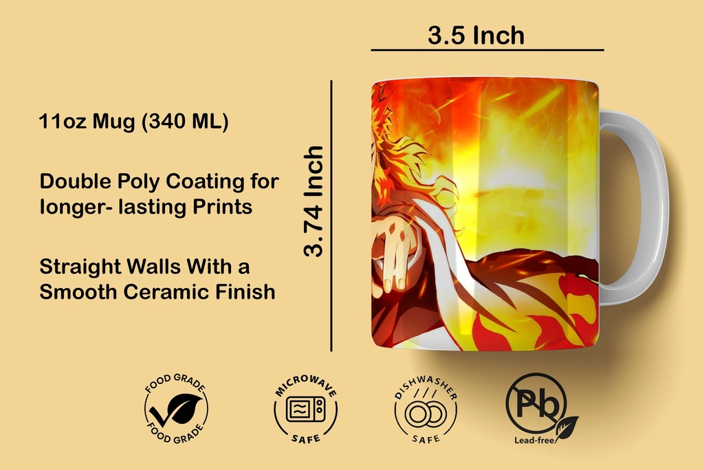 Rengoku Demon Slayer Printed Coffee Mug 340Ml (MG-012) 