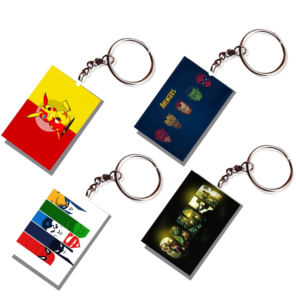 Avengers & Pokemon Printed Keychain (Pack of 4) KC-128