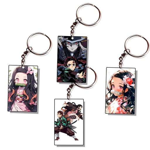 Nezuka, Muzan & Tanjiro Printed Keychain (Pack of 4) KC-014