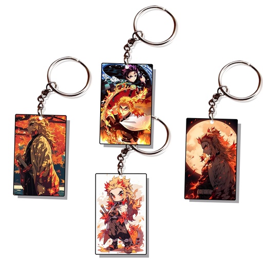 Tanjiro & Rengoku Printed Keychain (Pack of 4) KC-024