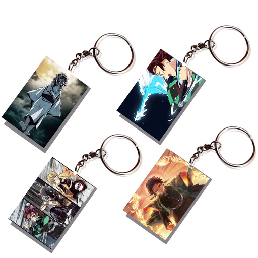 Demon Slayer Tanjiro & Dragon Printed Keychain (Pack of 4) KC-061