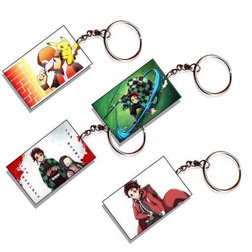 Pokemon & Tanjiro Anime Printed Keychain (Pack of 4) KC-095