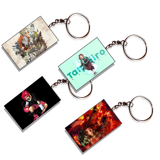 Sasuke & Tanjiro Anime Printed Keychain (Pack of 4) KC-096