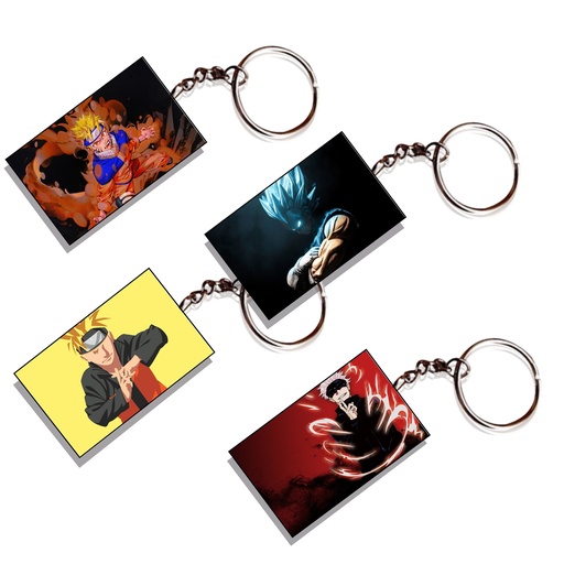 Gojo Vegeta & Uzumaki Anime Printed Keychain (Pack of 4) KC-105