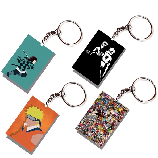 Tanjiro & Onepiece Printed Keychain (Pack of 4) KC-129